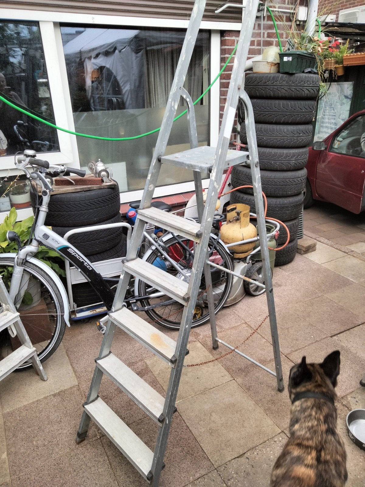Stevige huishoudtrap met 5 treden, Ophalen