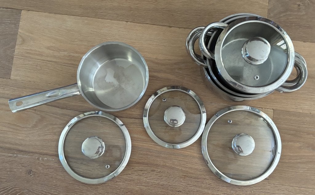 Sola pannenset, Huis en Inrichting, Keuken | Potten en Pannen, Ophalen of Verzenden, Zo goed als nieuw, Rvs, Pannenset