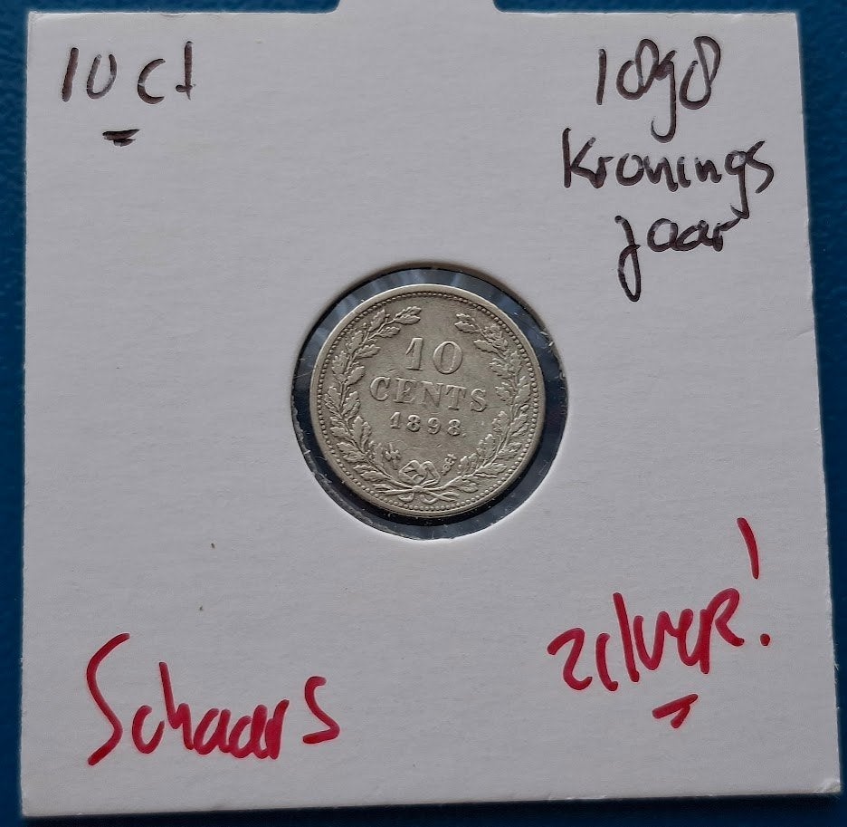 Nederland 10 cent 1898 - Wilhelmina*, Postzegels en Munten, Munten | Nederland, Verzenden, Koningin Wilhelmina, 10 cent, Zilver