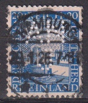 Duitse Rijk 1926 Rheinland Perfins, Ophalen of Verzenden, Gestempeld, Overige thema's