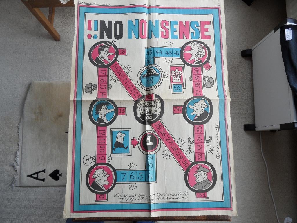 no nonsense  boardspel spelregels  gesign.opland 1986, Rechthoekig Staand, Deurposter of groter, Ophalen of Verzenden, Zo goed als nieuw