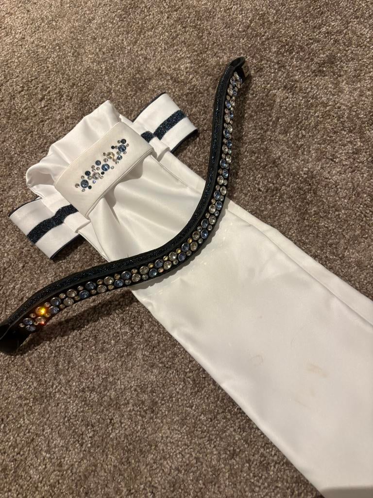 Plastron en frontriem swarovski, Dieren en Toebehoren, Paarden en Pony's | Hoofdstellen en Tuigage, Ophalen of Verzenden, Zo goed als nieuw