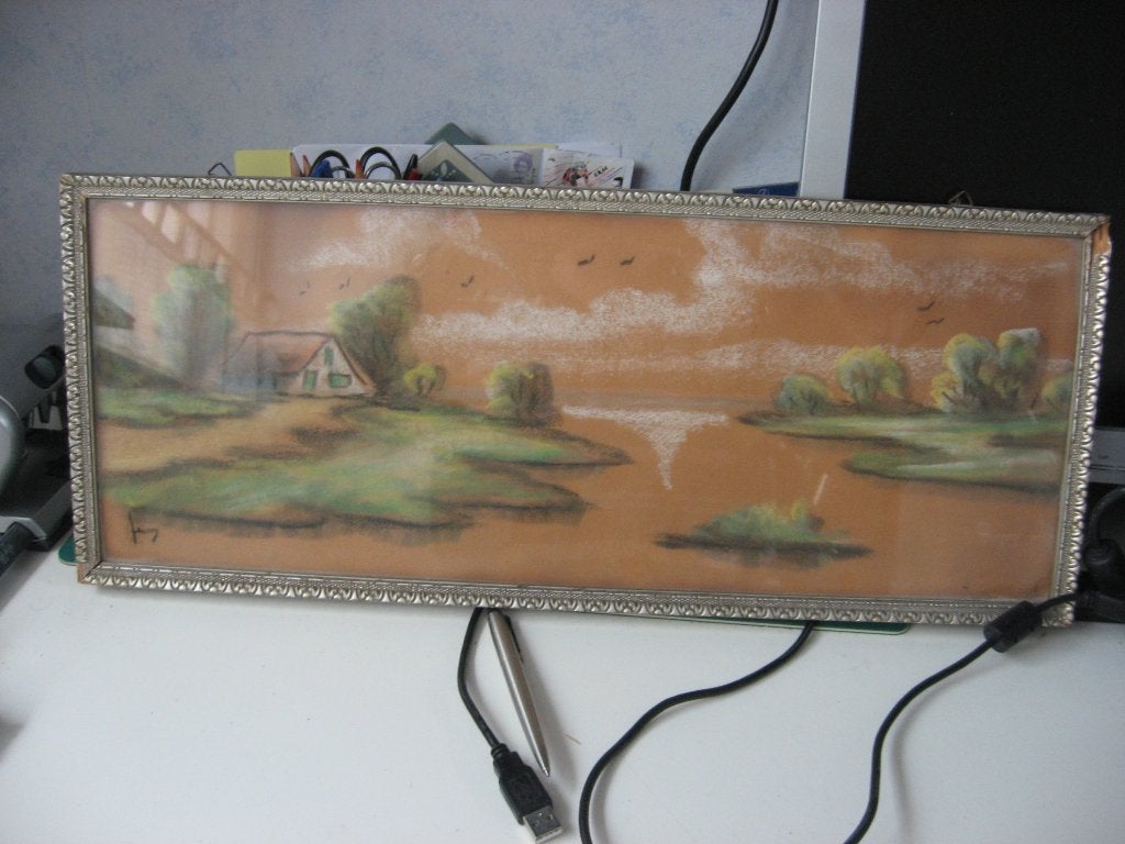 Leuk getek schilderij uit de jaren 1950 gesigneerd met een h, Antiek en Kunst, Achter glas, Oud hollands, Ophalen of Verzenden