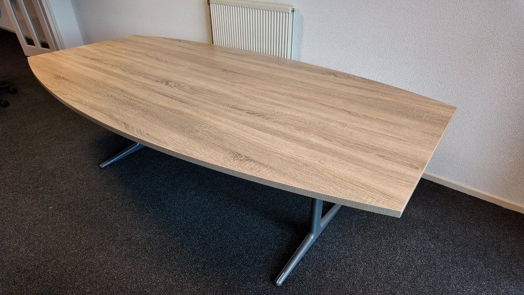 Modern bureau/vergadertafel met houtlook blad, Huis en Inrichting, Ophalen, Overige typen, Hout, Bruin