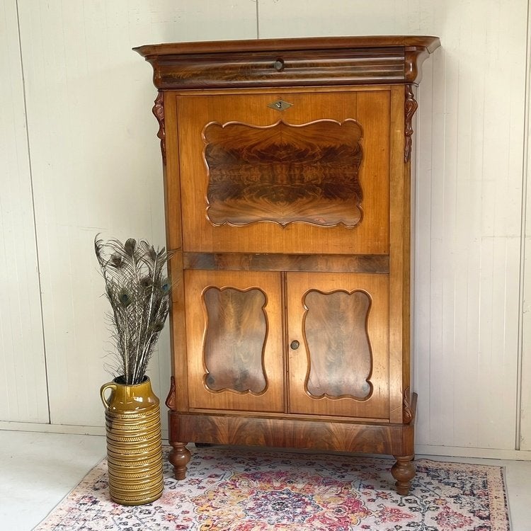 Antieke Biedermeier klepkast secretaire bureau opbergkast, Gebruikt, Onbekend, Onbekend, Onbekend