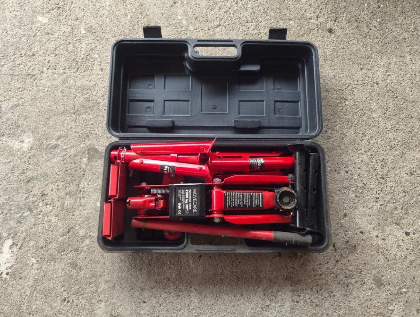 Garagekrik in koffer, Ophalen, Zo goed als nieuw, Hydraulisch, Garagekrik