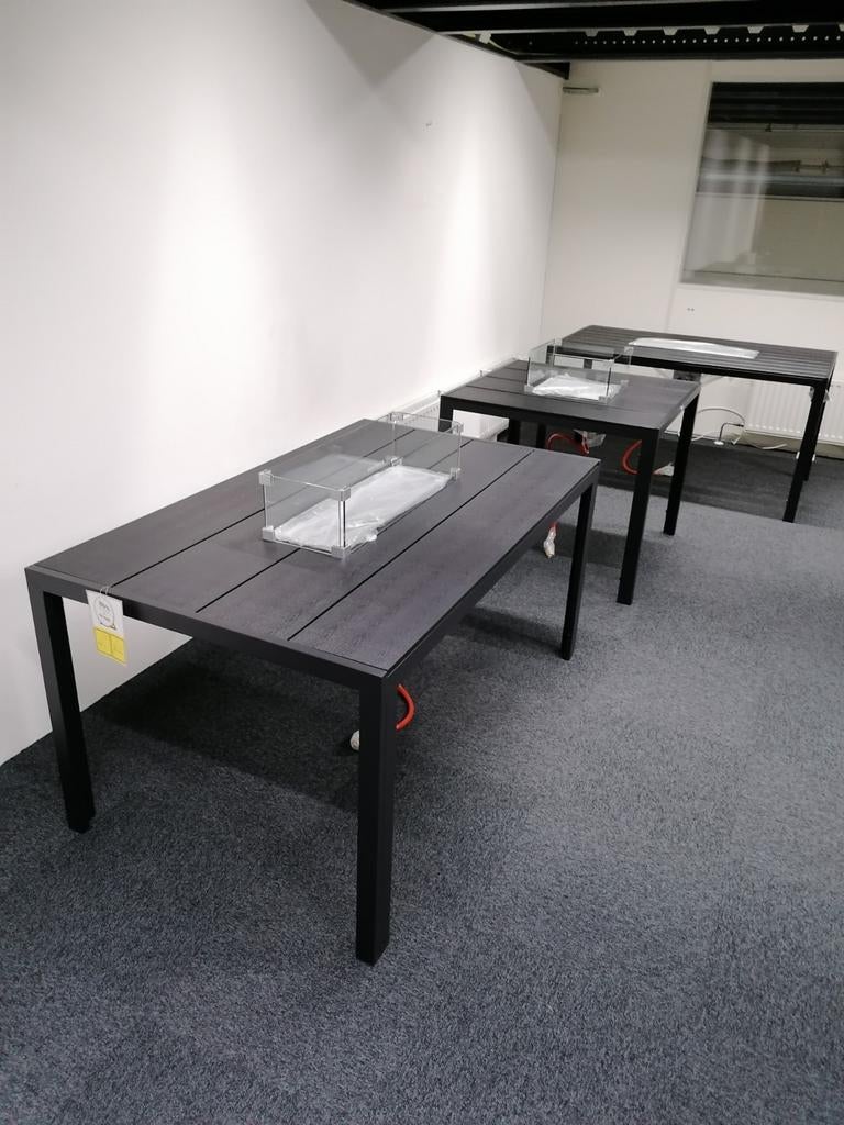 Vuurtafel-eettafels met RVS brander, glasombouw & afdekplaat, Tuin en Terras, Terrasverwarmers, Ophalen, Nieuw, Waterbestendig