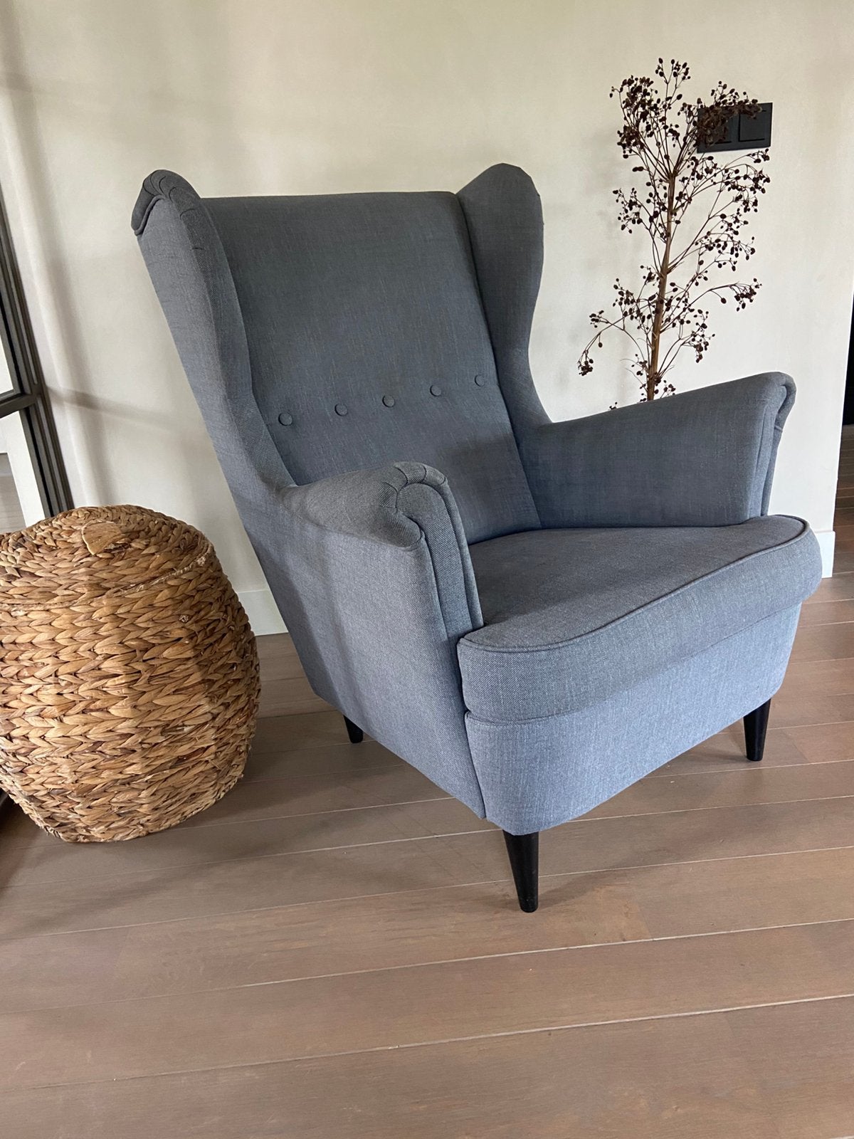 IKEA Strandmon fauteuil grijs, Ophalen, Gebruikt, 75 tot 100 cm, Stof