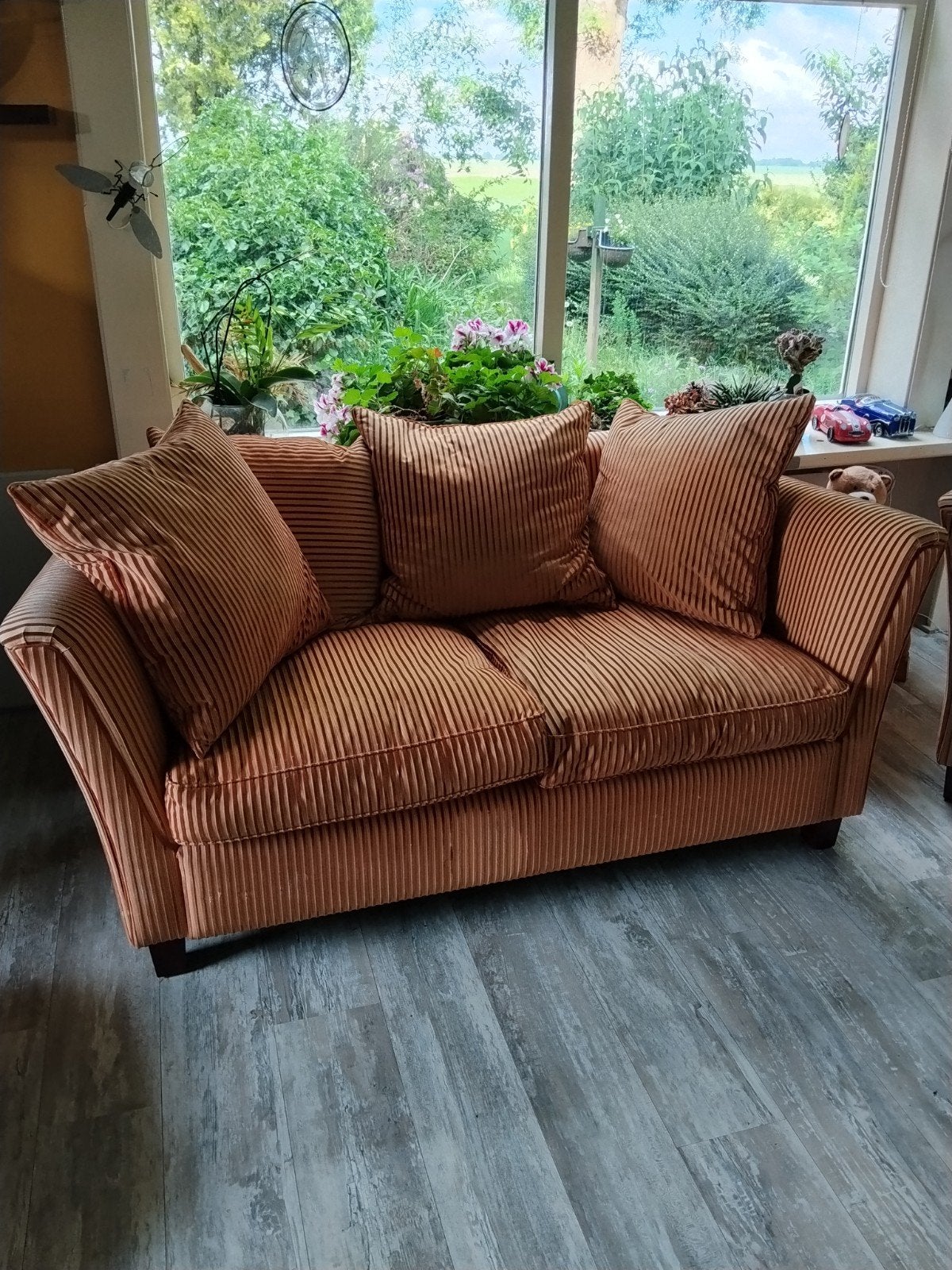 Bankstel 2,5 zit en fauteuil met losse kussens Velours., Gebruikt, 150 tot 200 cm, 75 tot 100 cm, Ophalen of Verzenden