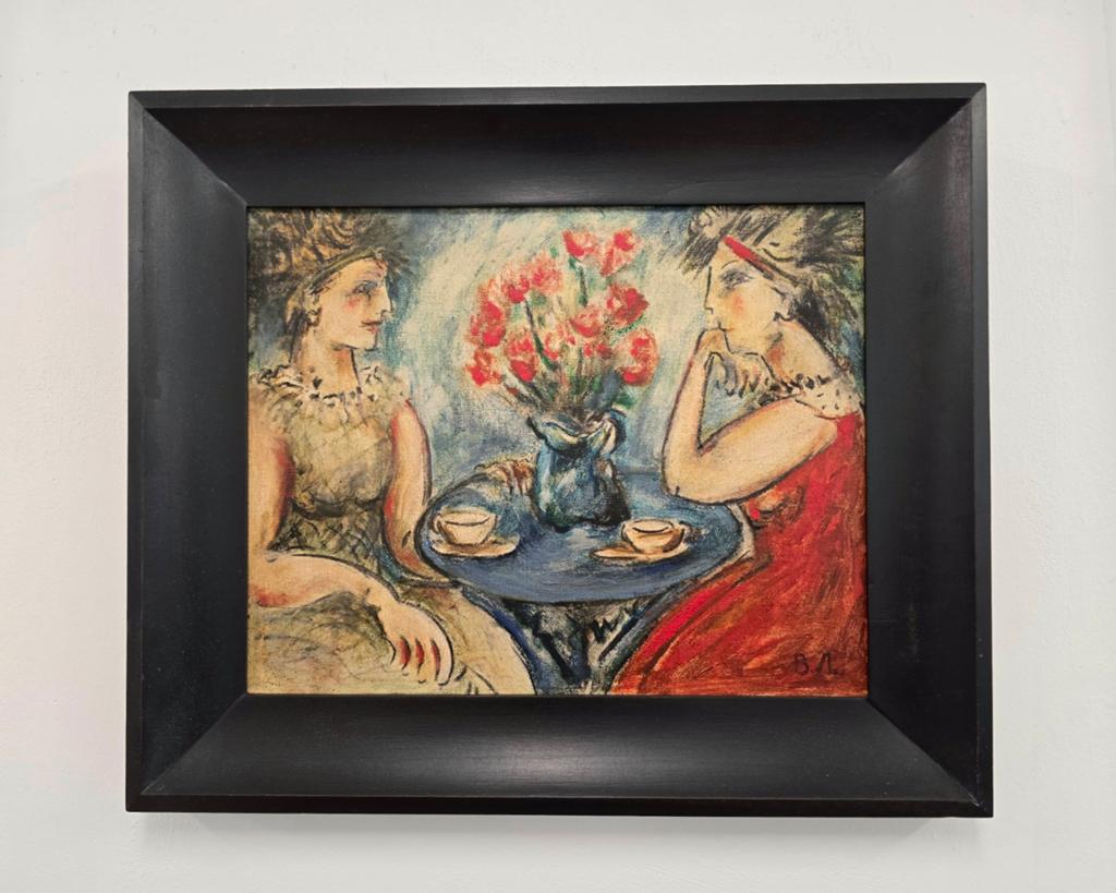 OLIEVERF SCHILDERIJ "VROUWEN THEEKRANS" Woon huis decoratie, Antiek en Kunst, Kunst | Schilderijen | Klassiek, Ophalen