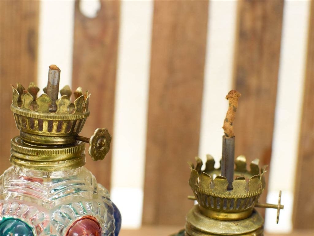 2 stuks Glazen olielampjes 51700, Antiek en Kunst, Antiek | Lampen, Ophalen of Verzenden