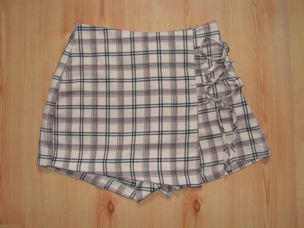 Beige-bruin ruiten skort maat S., Kleding | Dames, Beige, Ophalen of Verzenden, Maat 36 (S), Gedragen