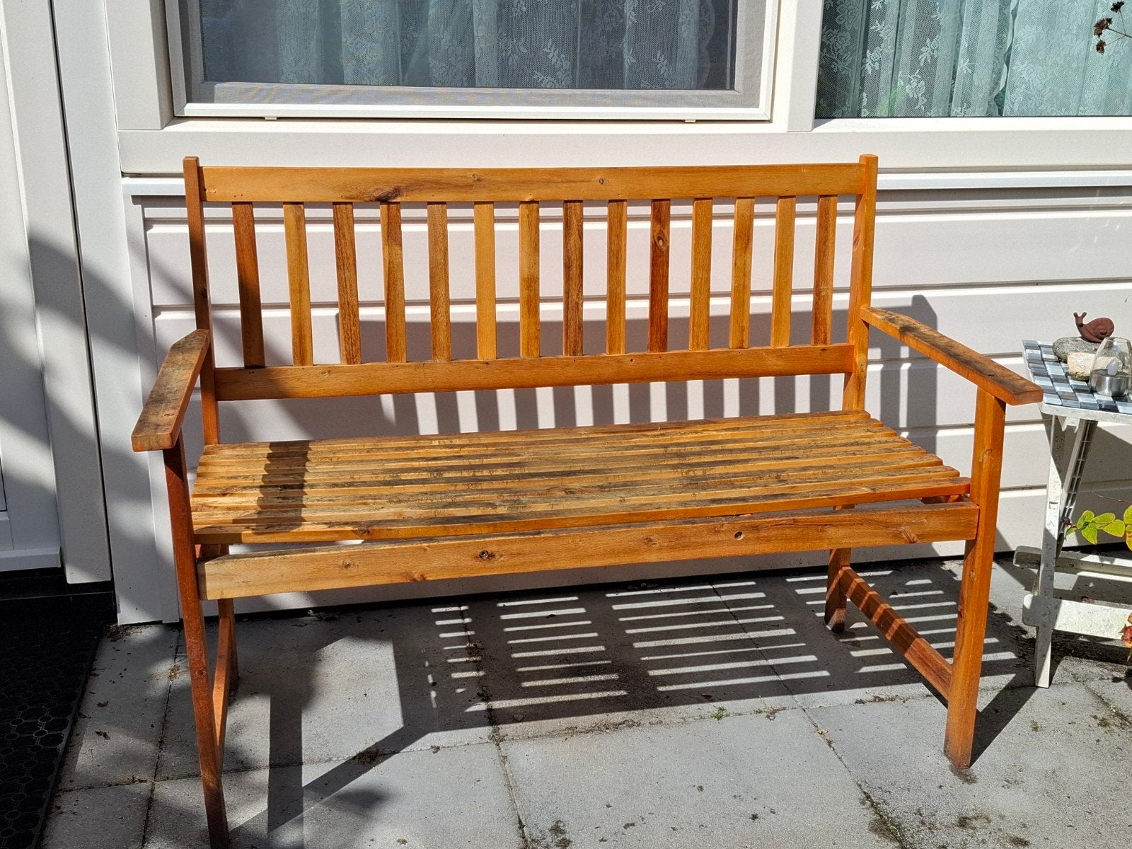 Rustieke houten tuinbank, nieuw!, Ophalen, Zo goed als nieuw, Hout