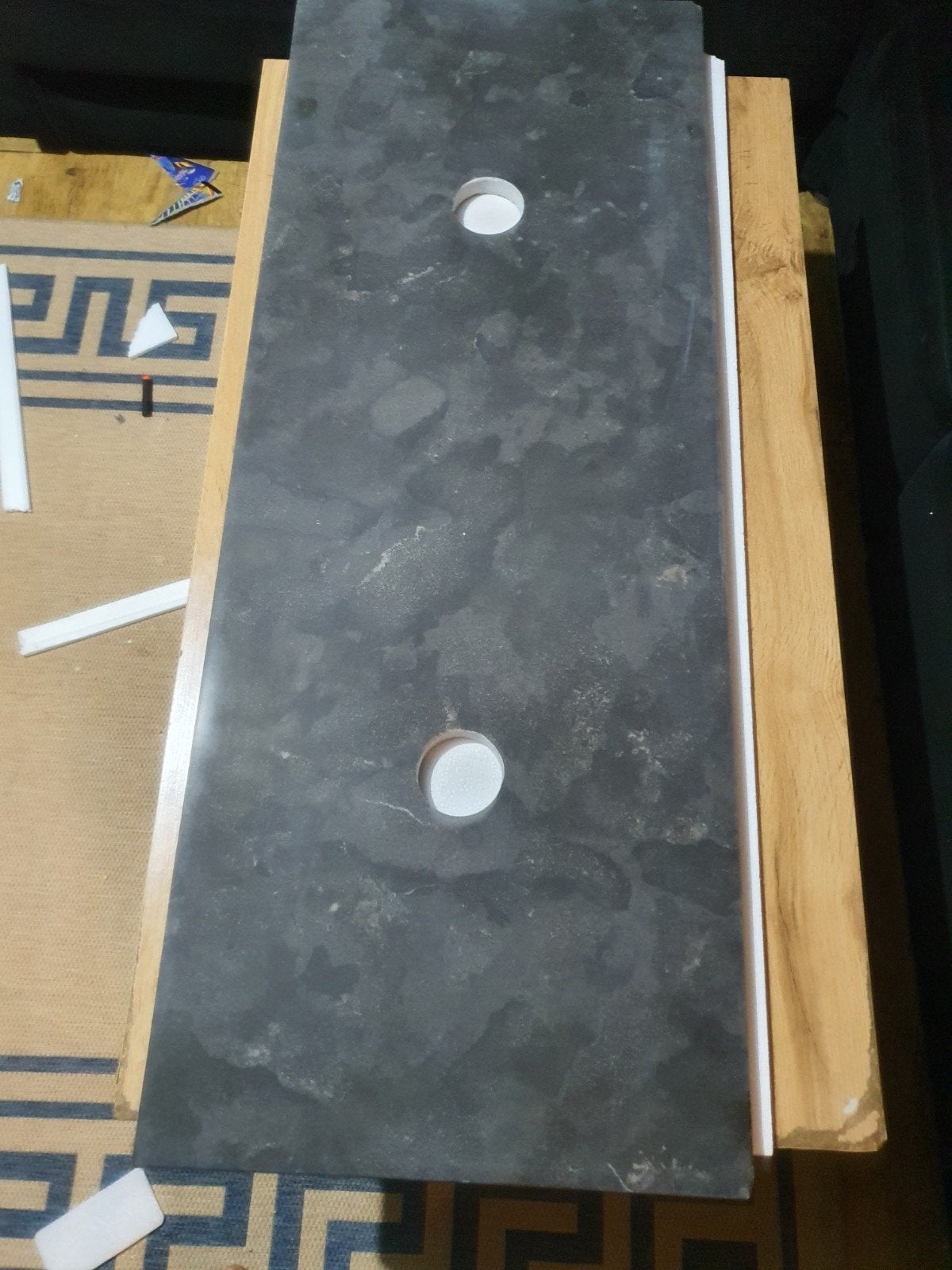 Donkergrijze hardsteen afdekplaat 120x46x2 cm, Ophalen of Verzenden
