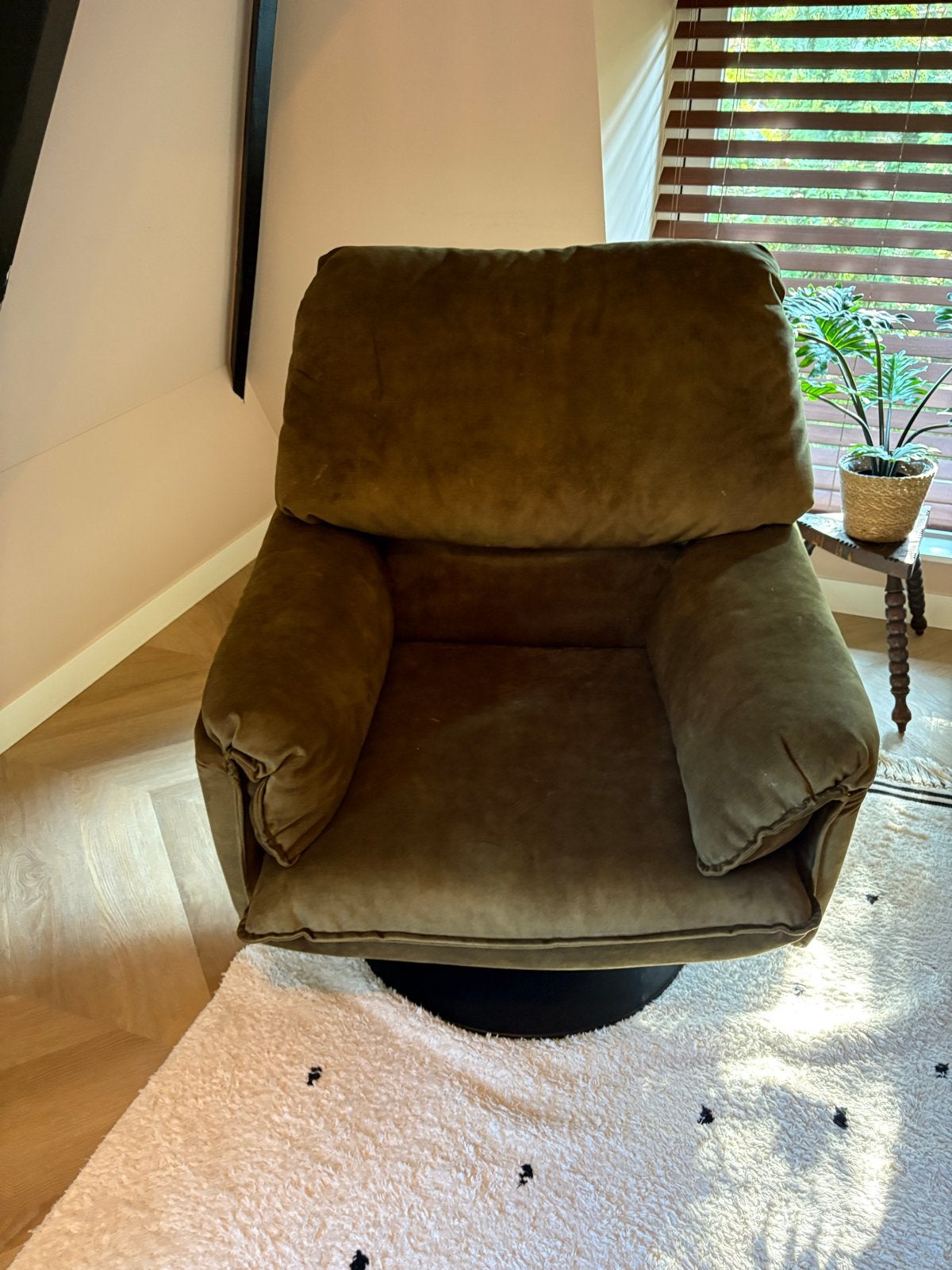 Leolux fauteuil (vintage)nieuw bekleed in groen velvet, Ophalen, Overige kleuren, Zo goed als nieuw, Eén