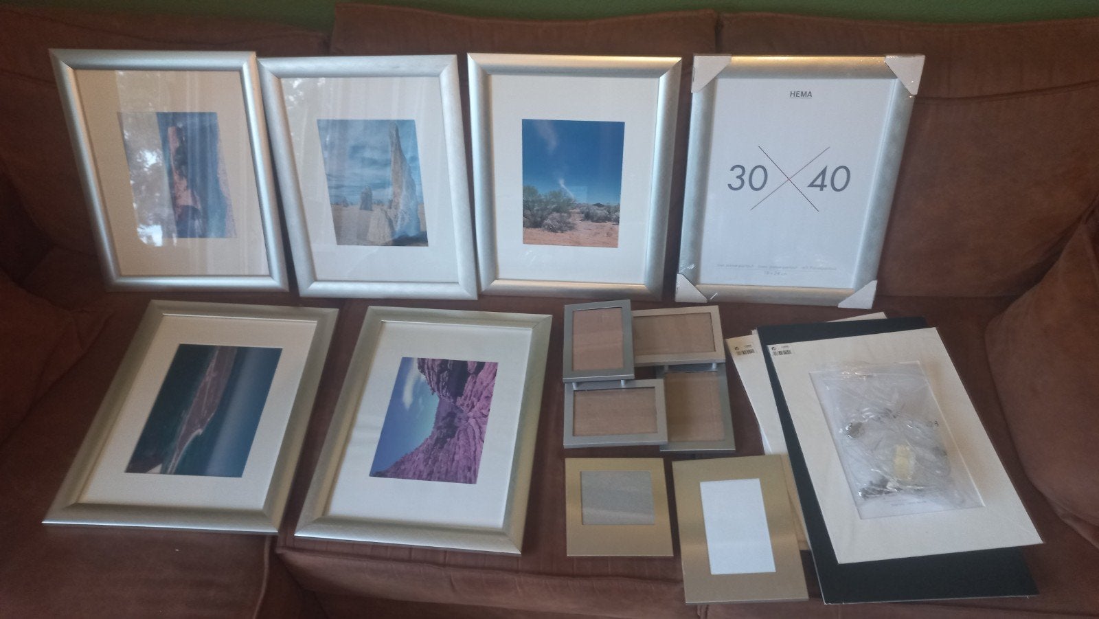 Diverse fotolijstjes: 6x 30x40, 3 kleine, 1 collage, Huis en Inrichting, Woonaccessoires | Lijsten, Ophalen, Overige materialen