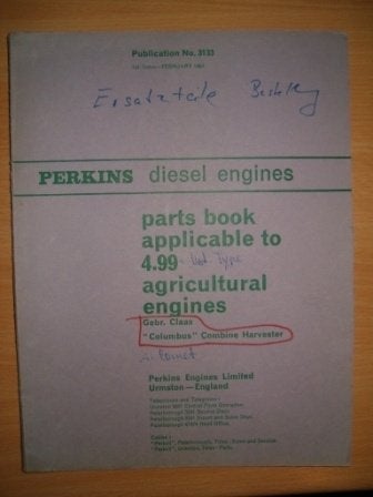 Onderdelenboek Perkins 4.99, Boeken, Ophalen of Verzenden, Gelezen, Tractor en Landbouw