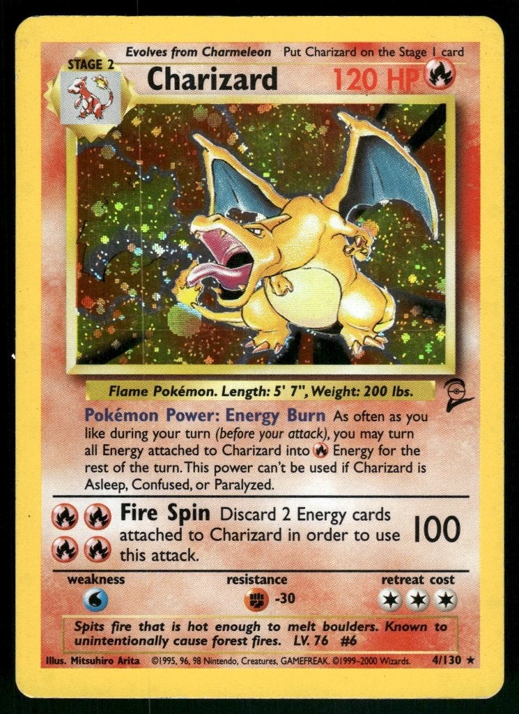 Charizard 4/130 - Base Set 2 (EX), Verzenden, Gebruikt