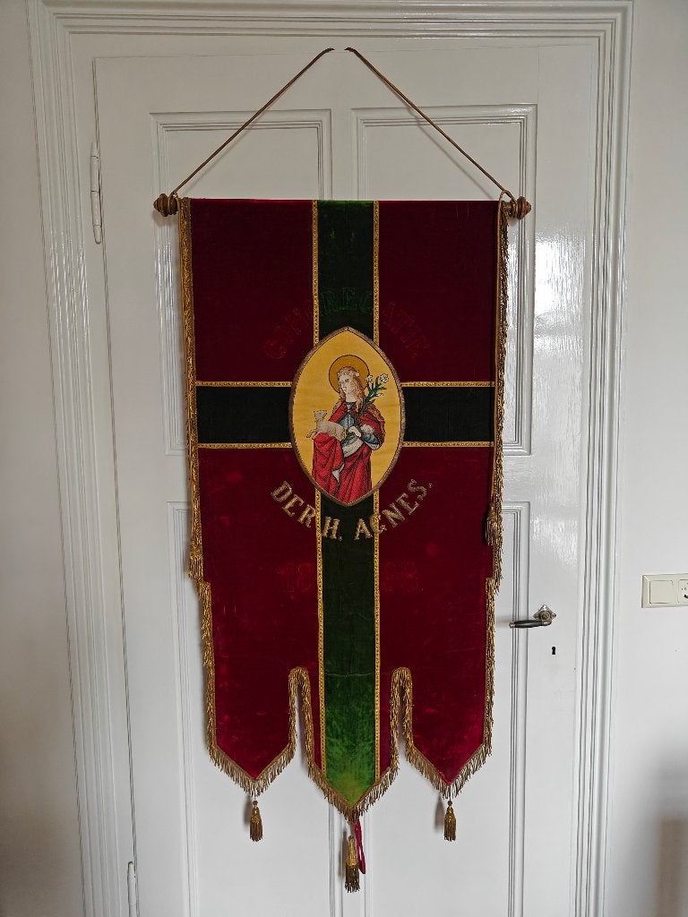 Processievaandel 1898 – Heilige Agnes – Fluweel (15080 cm), Ophalen of Verzenden