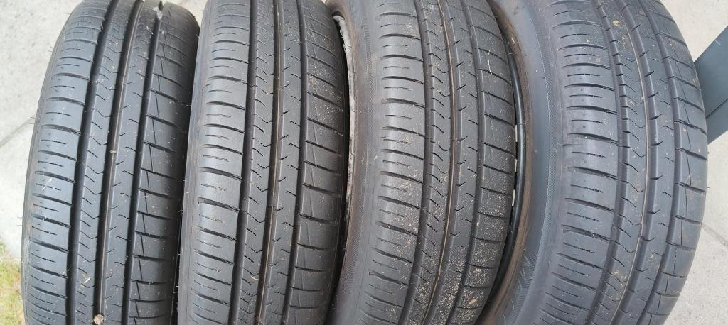 Set zomerbanden op stalen velg 155/65R 75T, 14 inch, Gebruikt, 155 mm, Banden en Velgen