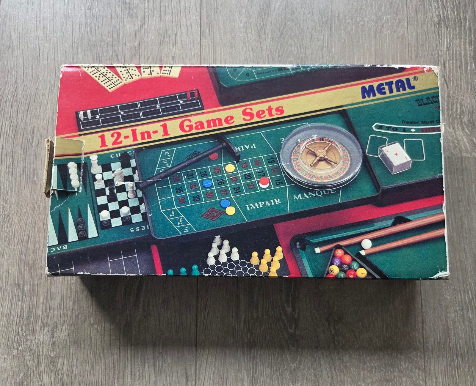 Vintage -Metel 12-in-1 Game Set - Diverse Spellen Collectie, Gebruikt, Metel, Ophalen of Verzenden, Vijf spelers of meer