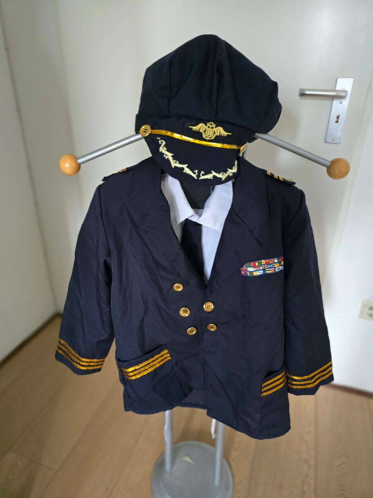 Piloot kostuum maat 128, Ophalen of Verzenden, Zo goed als nieuw, Jongen of Meisje, Setje