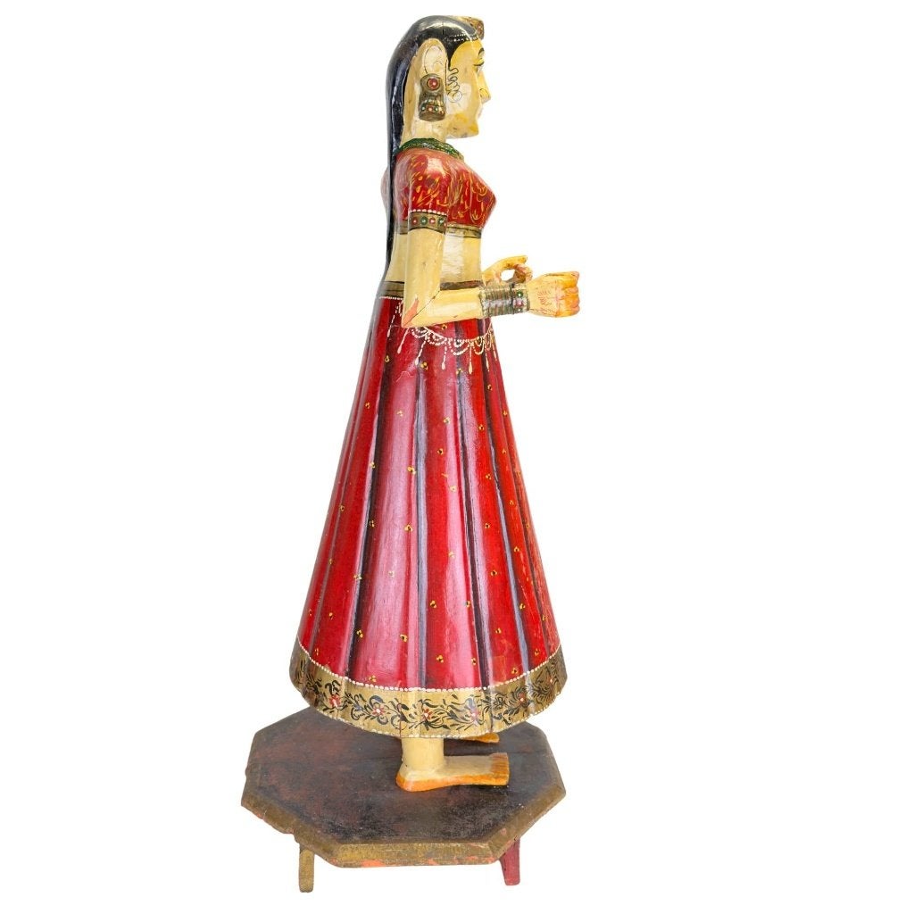Houten beeld – Rajasthani bruid – 74 cm, Antiek en Kunst, India, Ophalen of Verzenden, Houtsnijwerk, Hout