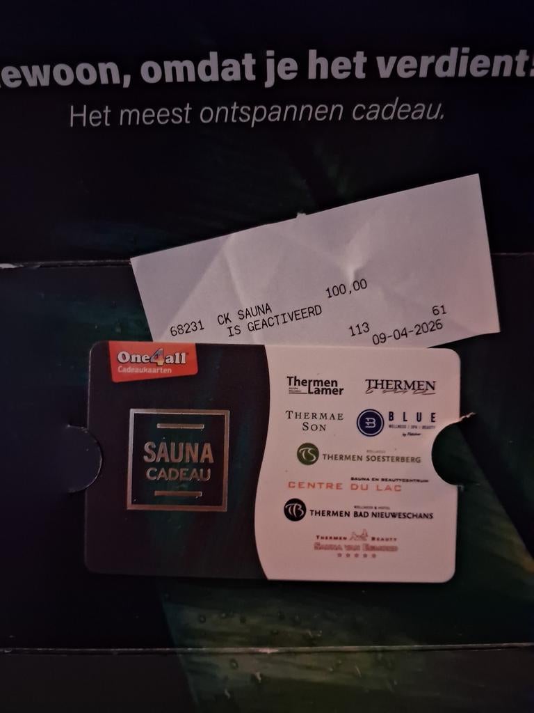 Sauna cadeaukaart, Tickets en Kaartjes, Eén persoon, Cadeaubon, Spa of Sauna