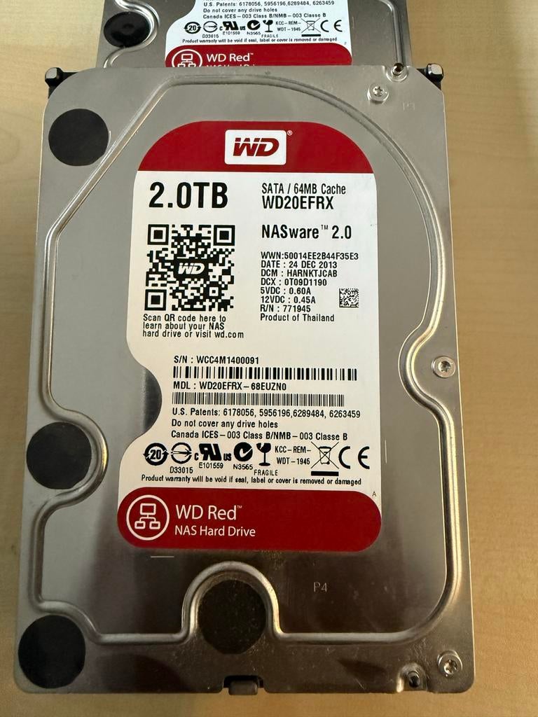 WD Red 2.0TB NAS Harde schijf (WD20EFRX), Intern, Server, Ophalen of Verzenden, Zo goed als nieuw
