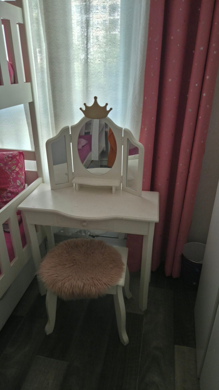 Witte kaptafel met spiegel en krukje, Ophalen, Gebruikt