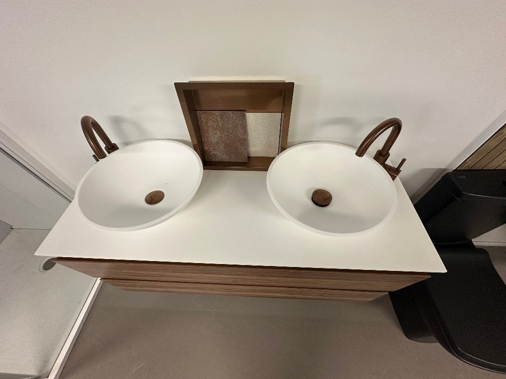 Showroom Badmeubel Garda Hout met Solid Surface Wastafels, Ophalen, Koper, Onbekend, Nieuw