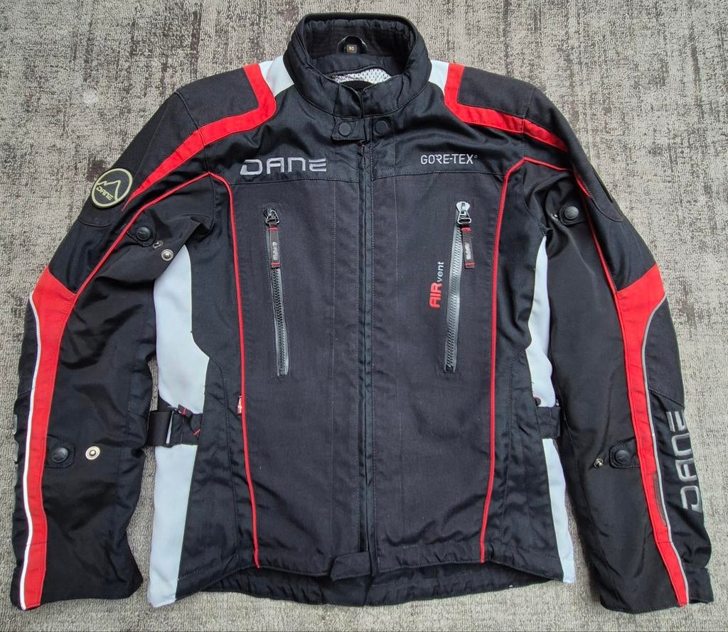DANE Goretex motorjas en broek mt 50 zwart/rood/wit, Motoren, Ophalen of Verzenden, Tweedehands, Combipak