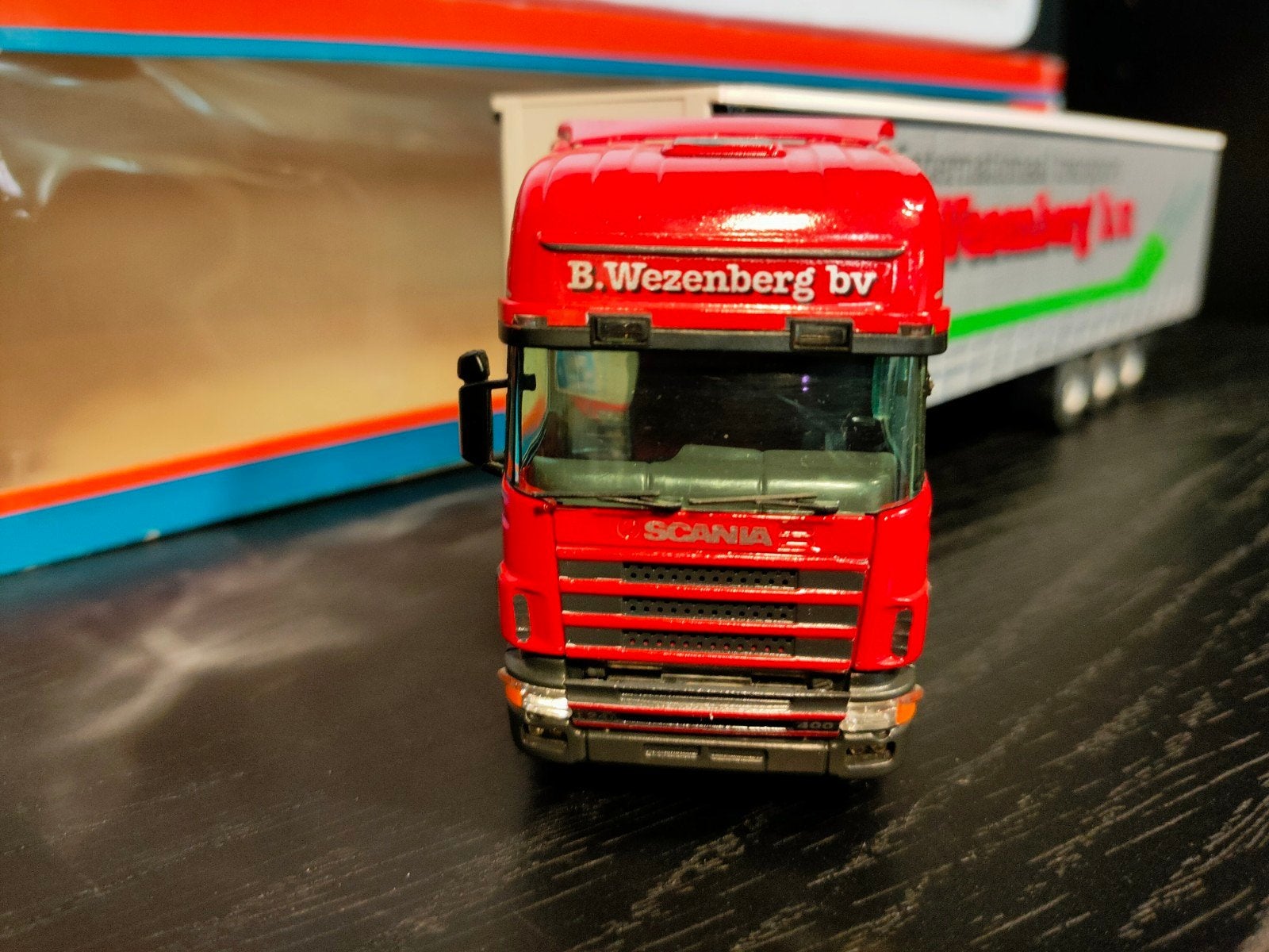 Titel:Tekno 1:50 - Scania 124L - B. Wezenberg B.V. IJsselmui, Ophalen, Zo goed als nieuw, Bus of Vrachtwagen, Tekno