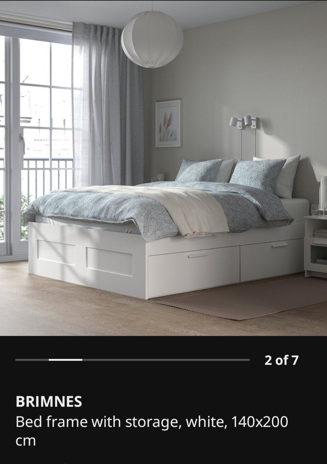 Brimnes bedframe with headboard white 140x200, Wit, Tweepersoons, Zo goed als nieuw, Hout