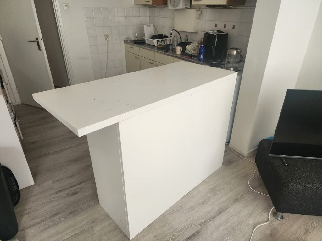 White Bar Counter / Kitchen Island / Workbench, Ophalen, Gebruikt