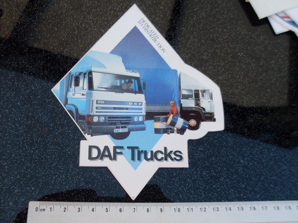 sticker DAF trucks 1700 1900 turbo dedicted to distribution, Verzenden, Zo goed als nieuw, Auto of Motor