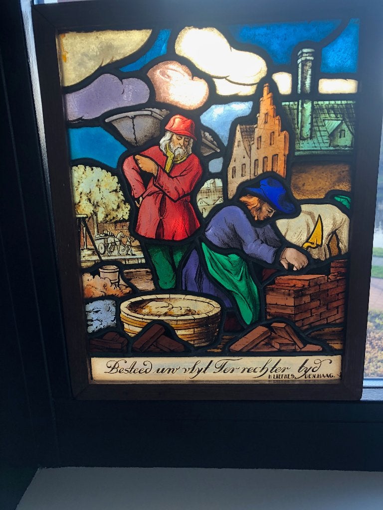 antiek glas in lood, Antiek en Kunst, Ophalen of Verzenden
