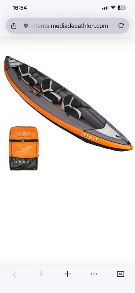 Itiwit 100 3 persoons kano, Watersport en Boten, Kano's, Ophalen, Zo goed als nieuw, Canadese kano of Open kano