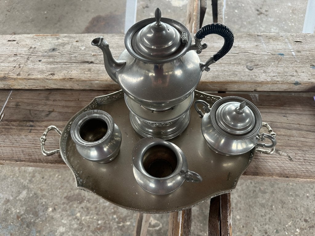 Prachtig tinnen theestel – decoratief en authentiek, Antiek en Kunst, Antiek | Tin, Ophalen