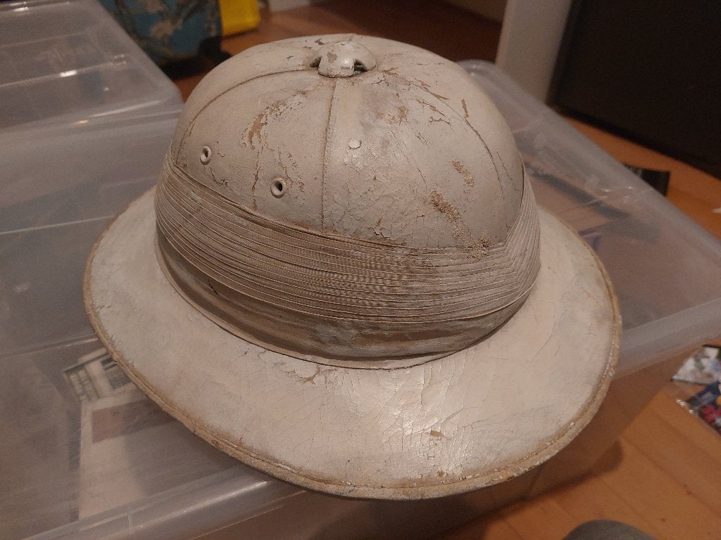 Brits Engelse tropenhelm uit ww2, ookwel pith helmet., Verzamelen, Ophalen of Verzenden, Landmacht, Azië, Helm of Baret
