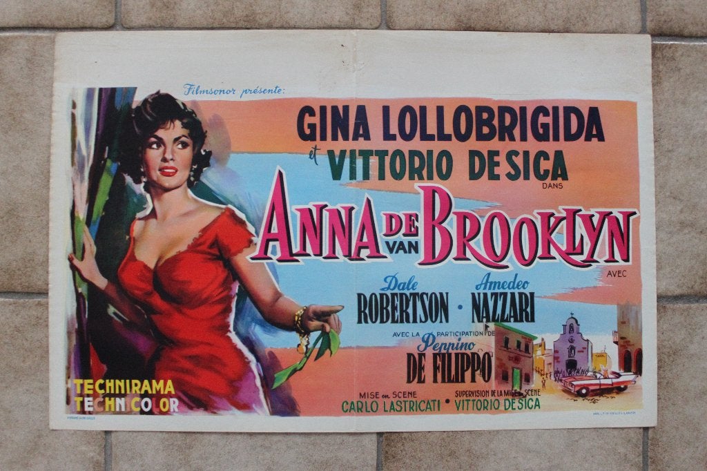 filmaffiche Gina Lollobrigida Anna di Brooklyn filmposter, Rechthoekig Staand, Ophalen of Verzenden, Zo goed als nieuw, A1 t/m A3