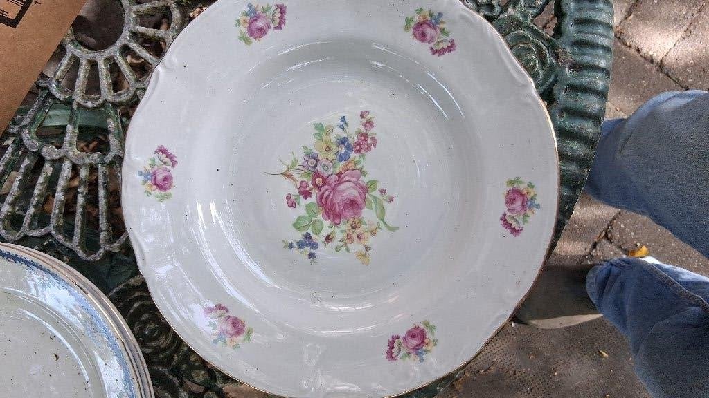 5 x Diep bord CHODZIEZ met bloemboeket/ roze pioen roos, Ophalen of Verzenden