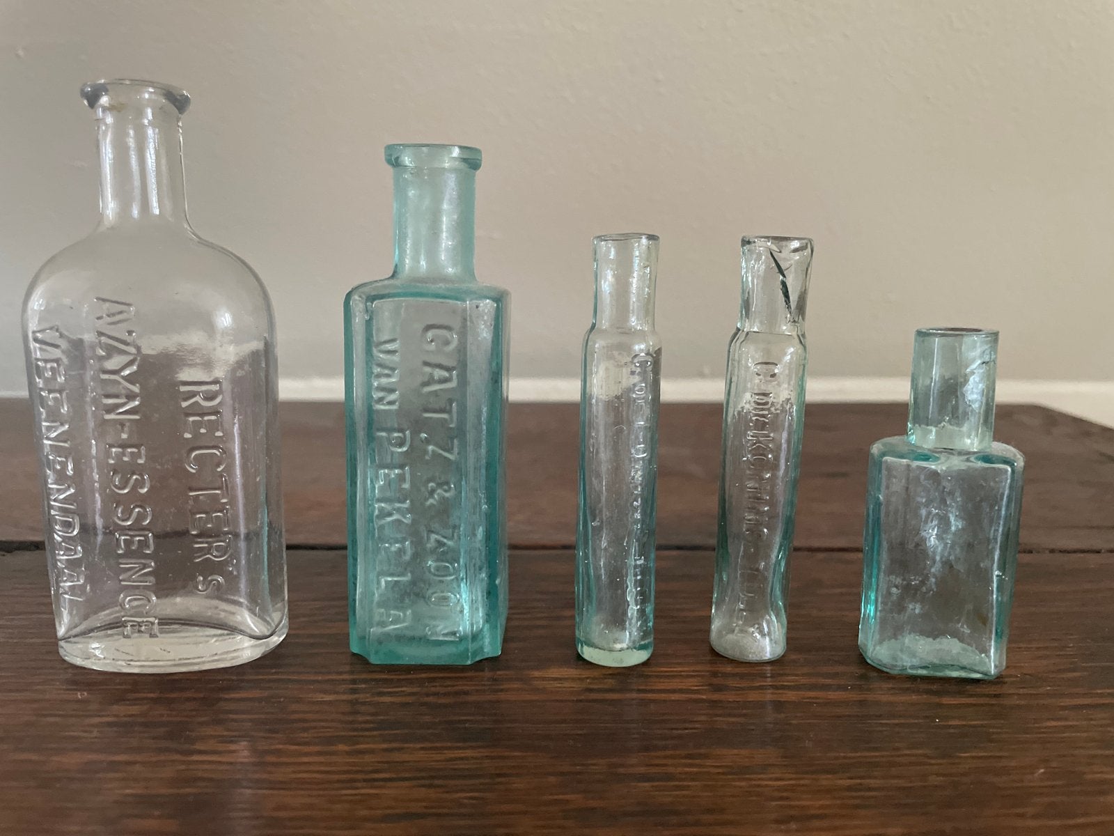 Antieke Haarlemmer Olie Flesjes en Azijn Essence Fles, Ophalen of Verzenden