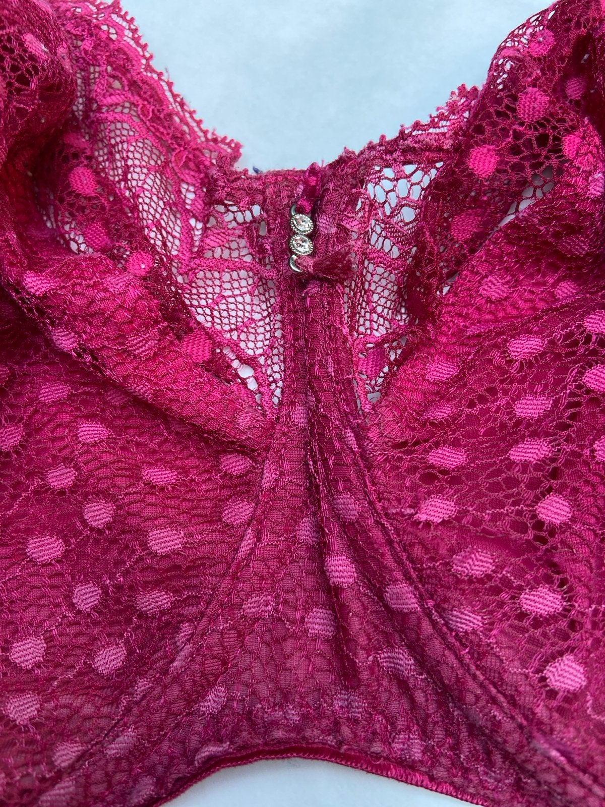 Ulla BH met kant en stippen - Framboosrood, Ophalen of Verzenden, Rood, BH