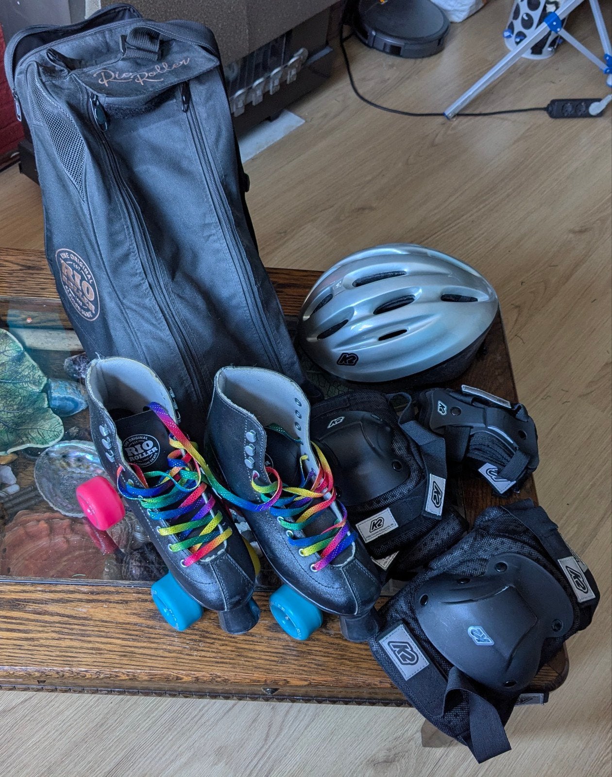 Complete Rio Roller rolschaatsen set met tas en berscherming, Ophalen of Verzenden, Zo goed als nieuw, Bescherming