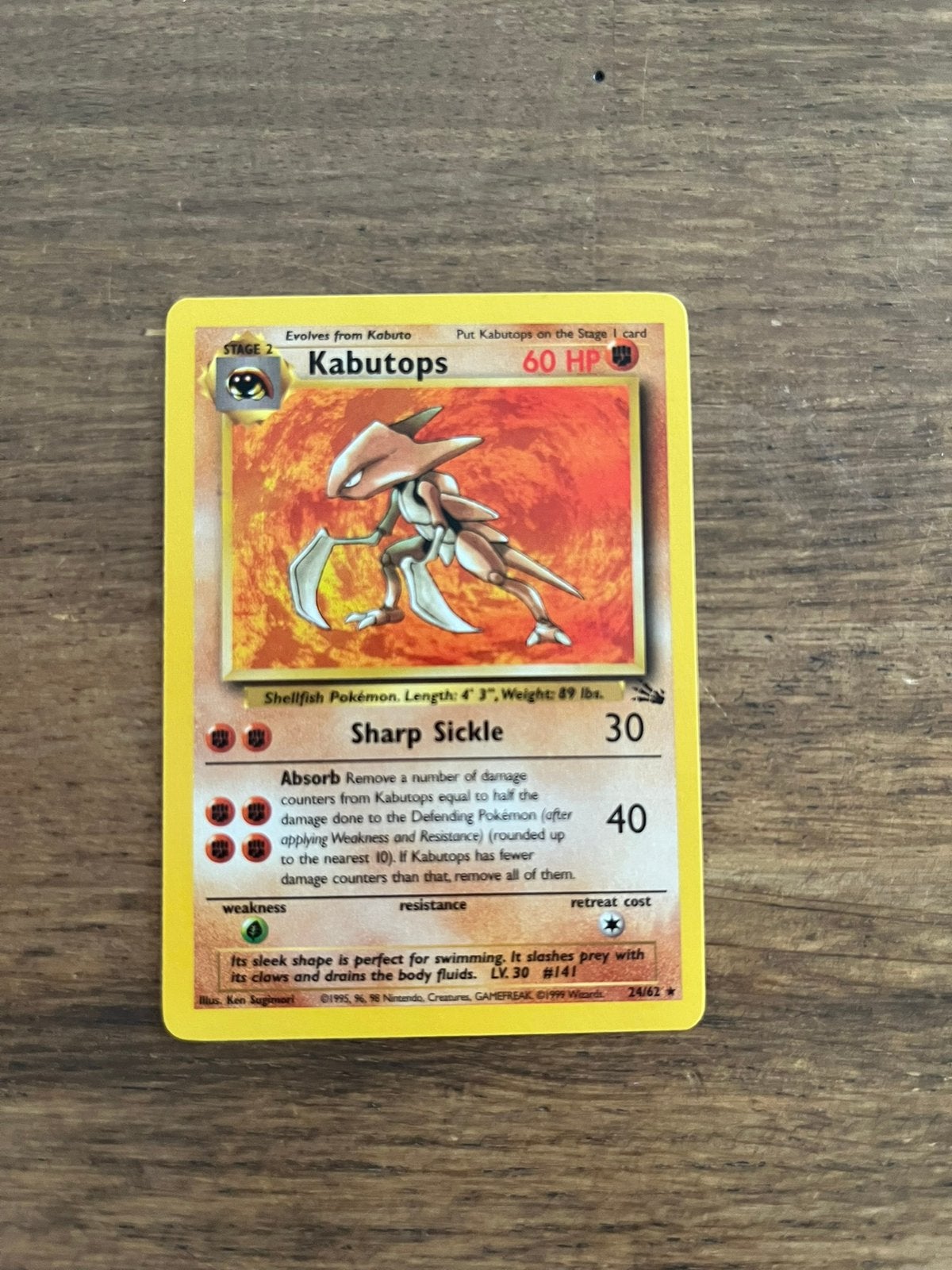 Kabutops 24/62 - Fossil set, Ophalen of Verzenden, Zo goed als nieuw, Losse kaart