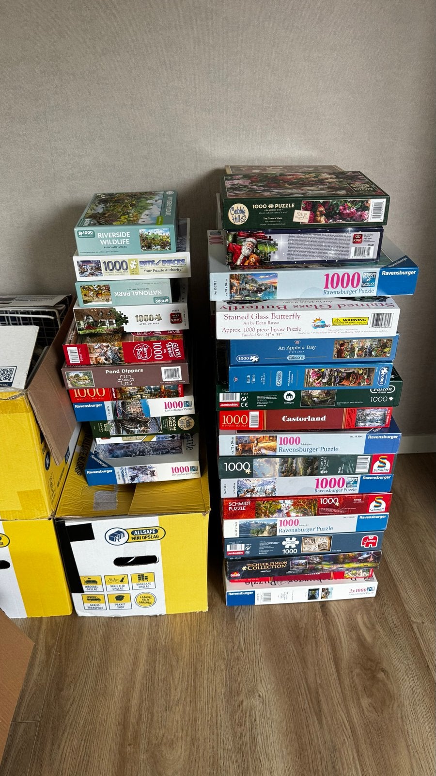 Grote collectie van 44 legpuzzels (1000 stukjes), Ophalen, 500 t/m 1500 stukjes, Gebruikt, Legpuzzel