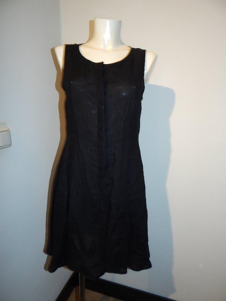 Sarah Pacini zwarte linnen jurk door knoop model mt 38/40, Maat 38/40 (M), Verzenden, Sarah Pacini, Zwart