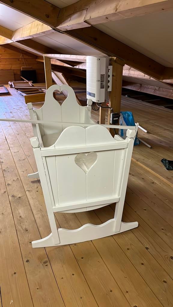 gepimpt schommel houten wiegje wit 90 x 71 cm.  hoog 90 cm, Ophalen, Zo goed als nieuw, Wieg