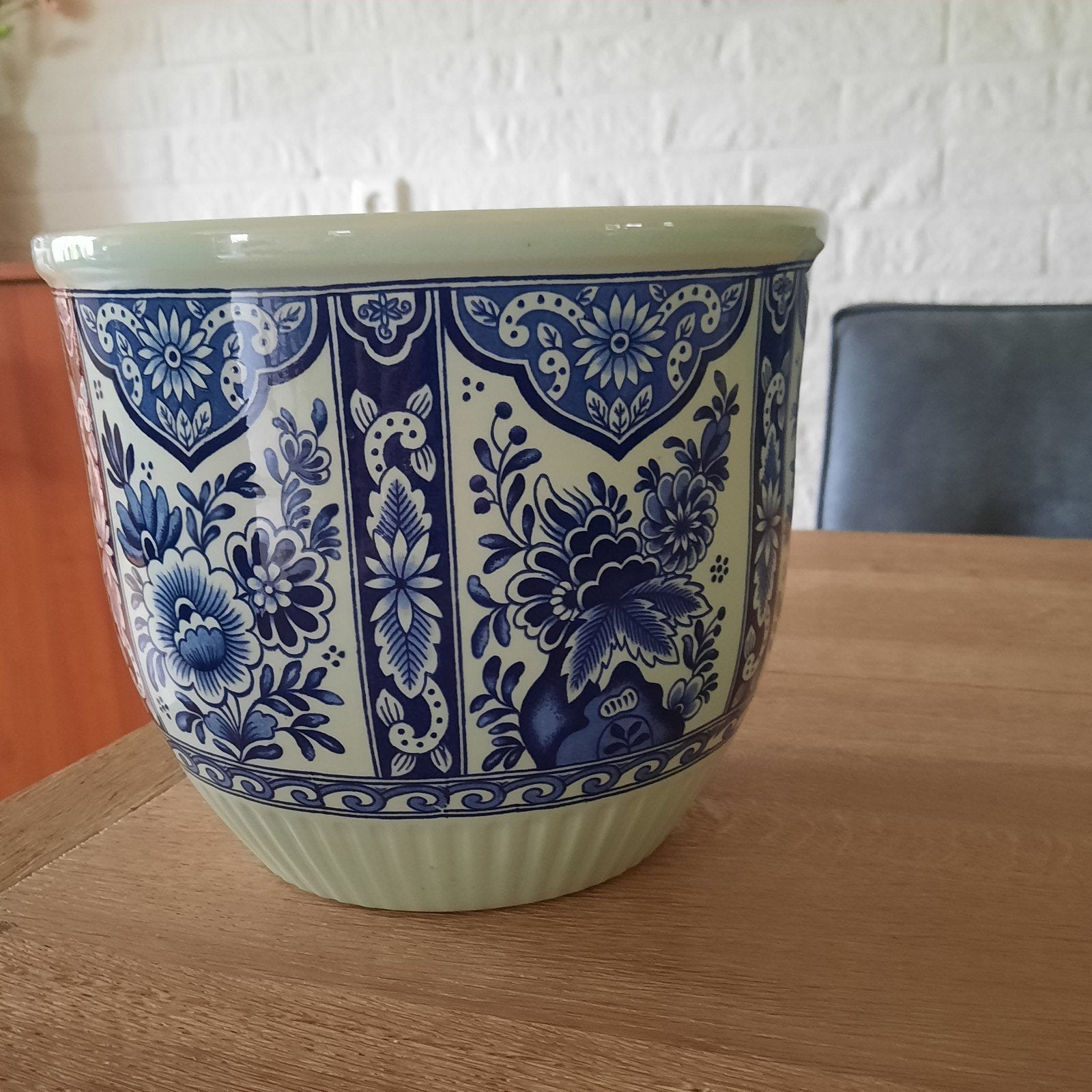 bloempot delftsblauw, Tuin en Terras, Ophalen, Rond, Zo goed als nieuw, Aardewerk